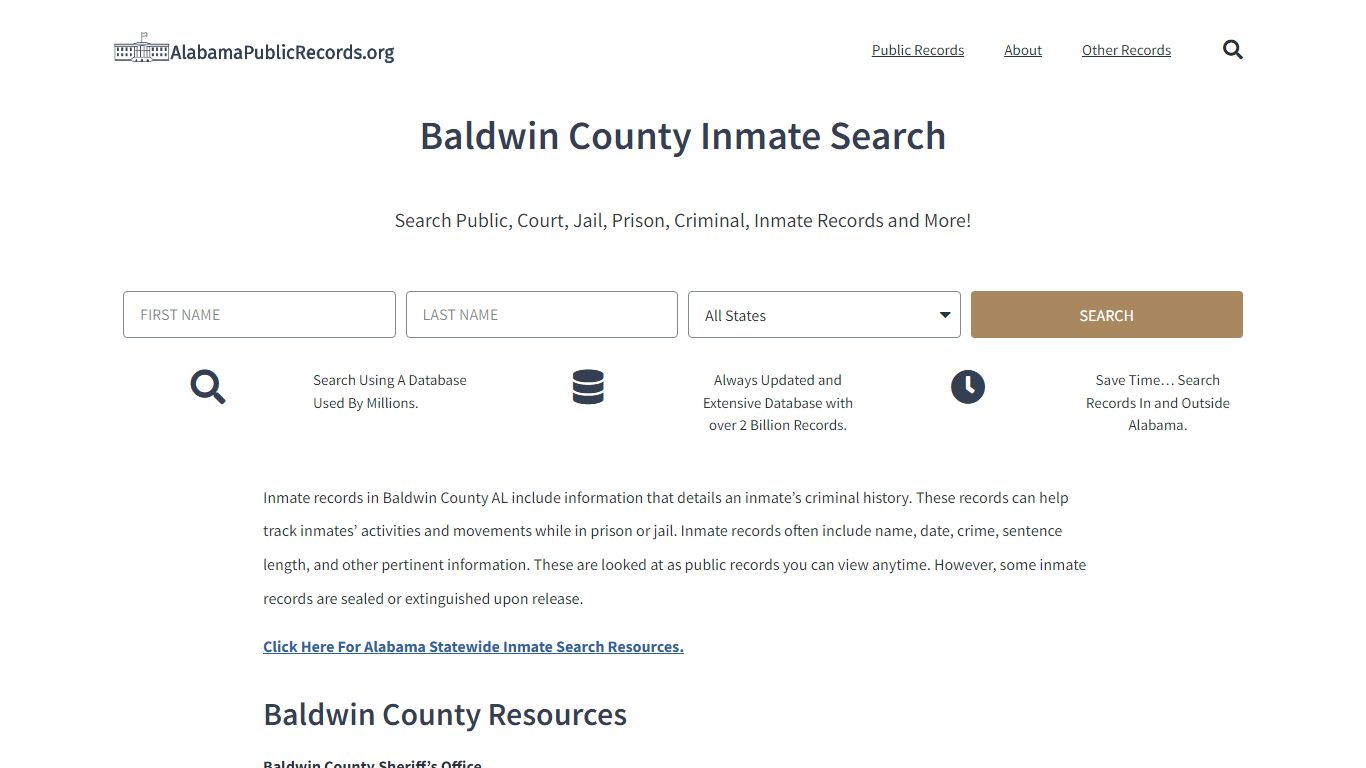 Baldwin County Inmate Search - Current & Past Jail Records